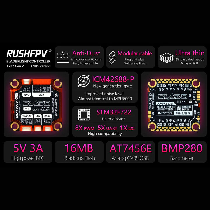 Польотний контролер RushFPV RUSH Blade F722 V2 30x30 Analog